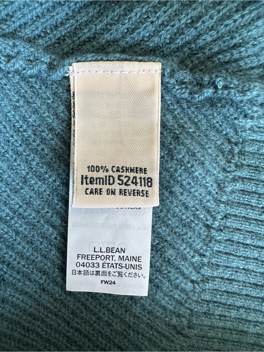 L.L.Bean 100% Cashmere Crewneck Sweater 2X Plus Blue-Green - Picture 3 of 10